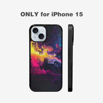 iPhone 15 Case — Glitch Dark Art Seamless Pattern Vibrant, Custom Phone Case