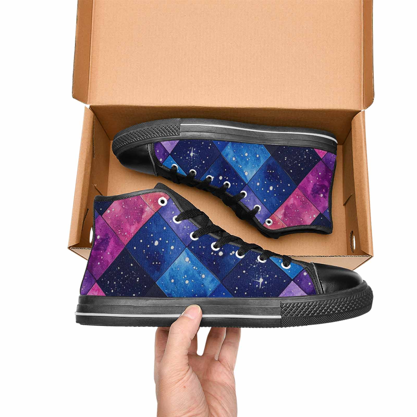 WOMEN'S Galaxy Stars Nebula High Top Canvas Aesthetic Custom Sneakers