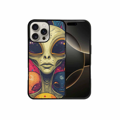 iPhone 16 Pro Max Case — Alien Ufo Cartoon Art Pattern Groovy, Custom Made Phone Cover