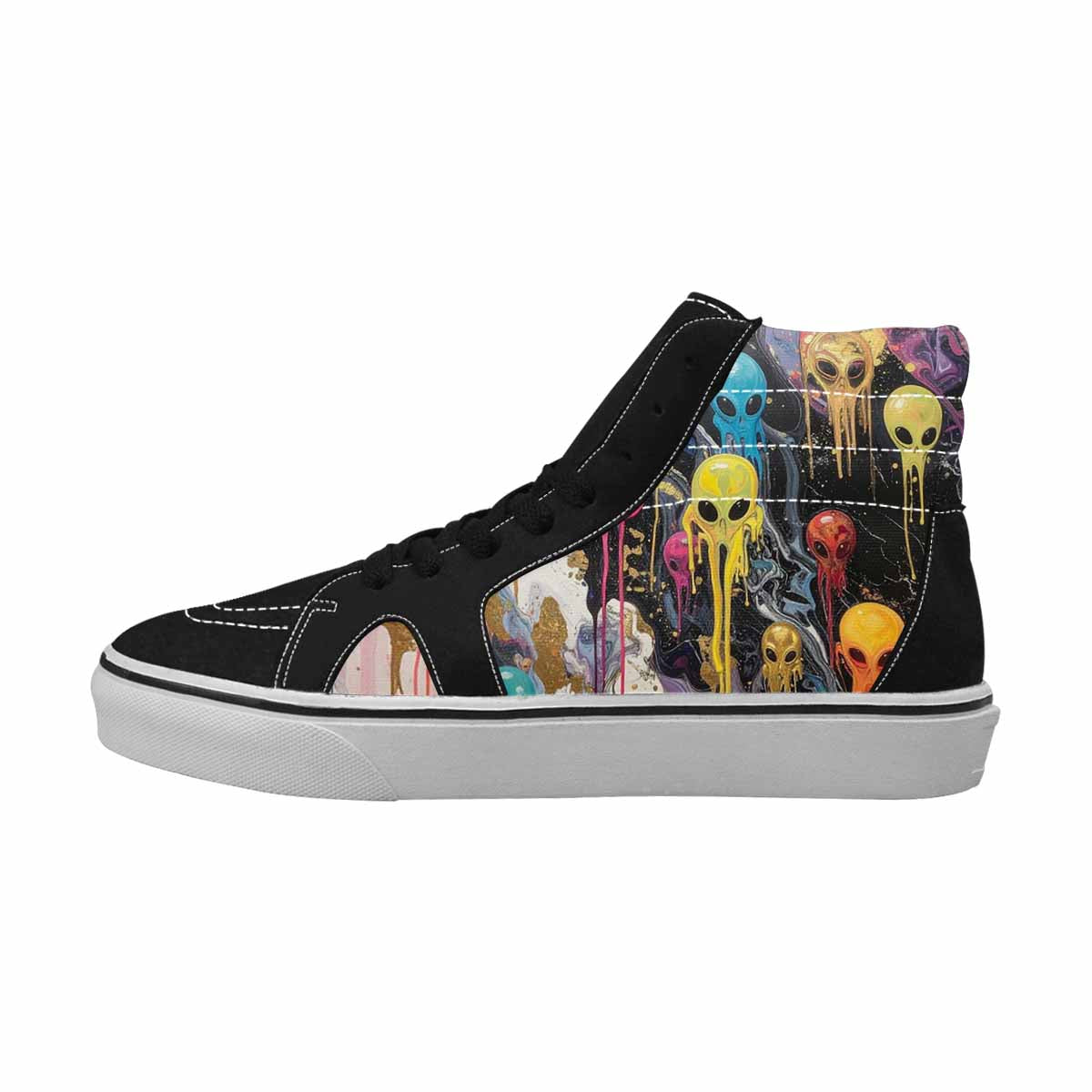 MEN'S Aliens  Marble Melting High Top Canvas Vibrant Chaos Sneakers