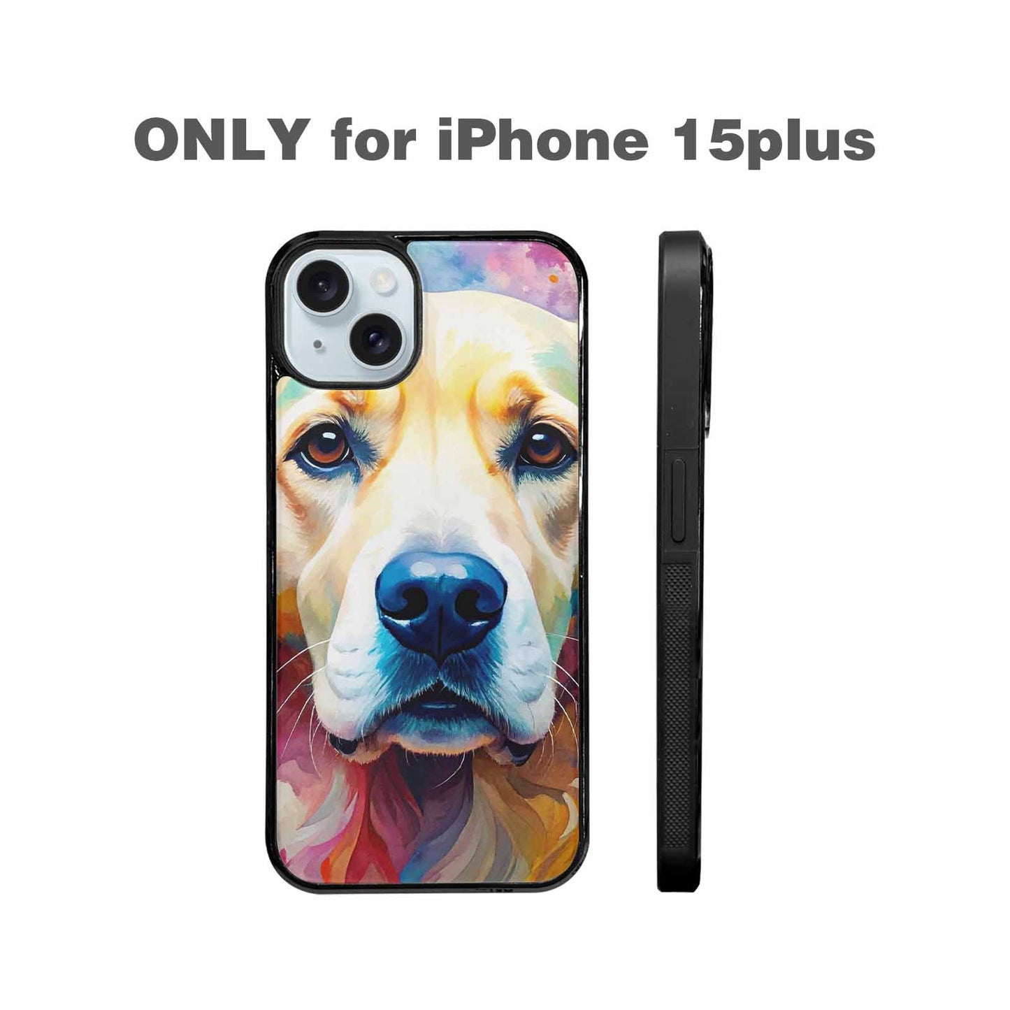 iPhone 15 Plus Case — Golden Retriever Watercolor Art Pattern Personalized, Unique Phone Case Design