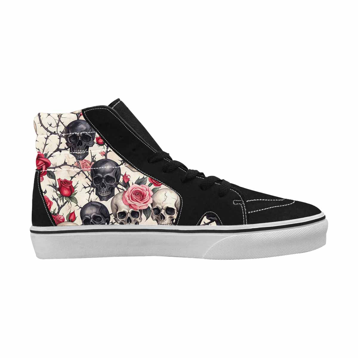 WOMEN'S Skulls - Roses High Top Canvas Vibrant Chaos Custom Shoes