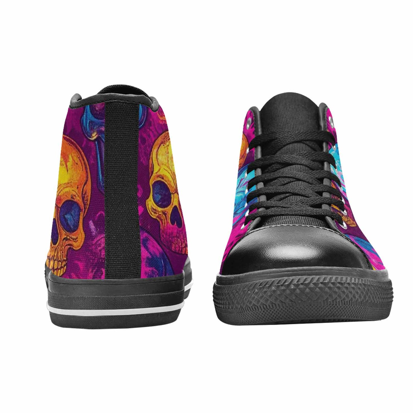 MEN'S Tie Dye Skulls Print High Top Canvas Surreal Custom Sneakers