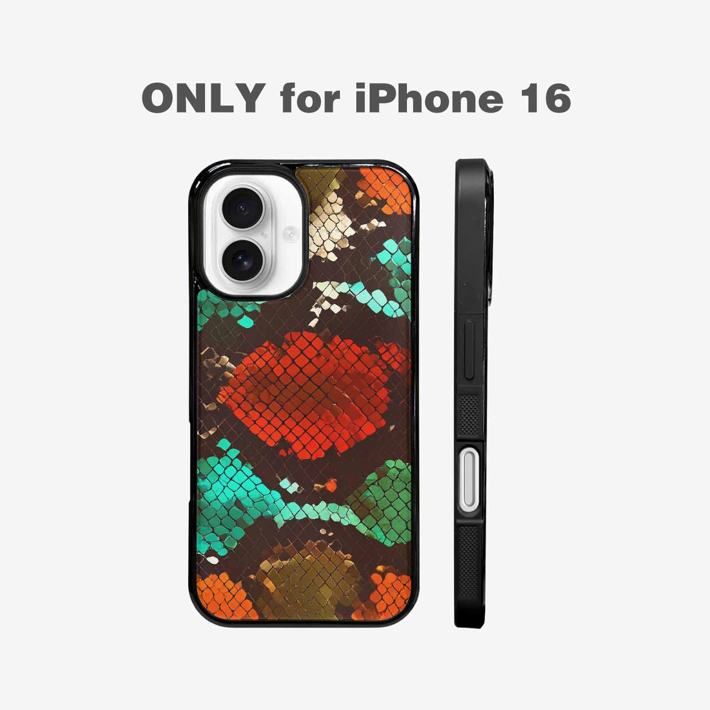 iPhone 16 Case — Snake Print Dark Seamless Pattern Vibrant, Original Design Phone Case