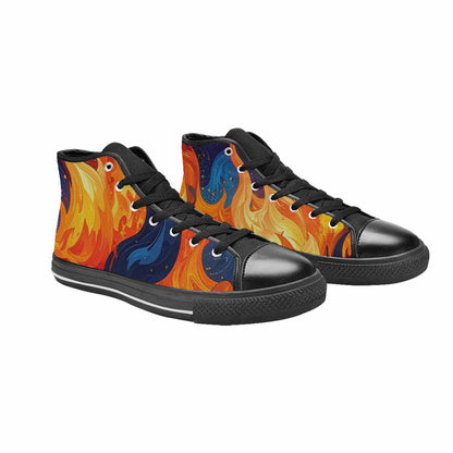 WOMEN'S Fire Flame High Top Canvas Dark Academia Custom Sneakers