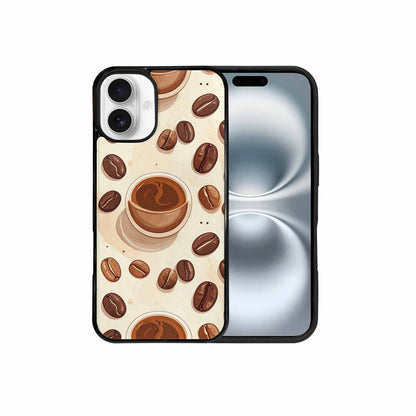 iPhone 16 Plus Case — Coffee Cup And Bean Pattern Seamless, Unique Phone Case Design