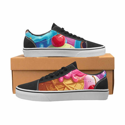 MEN'S Melting Icecream Monster Cherry Canvas Lace-Up Wallpaper Art Custom Shoes