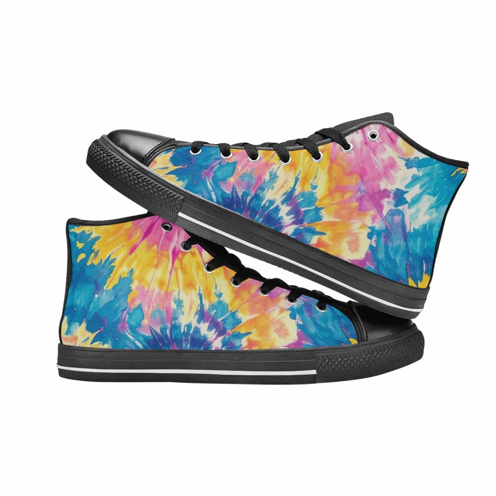 MEN'S Tie Dye Swirl High Top Canvas Cottagecore Custom Shoes