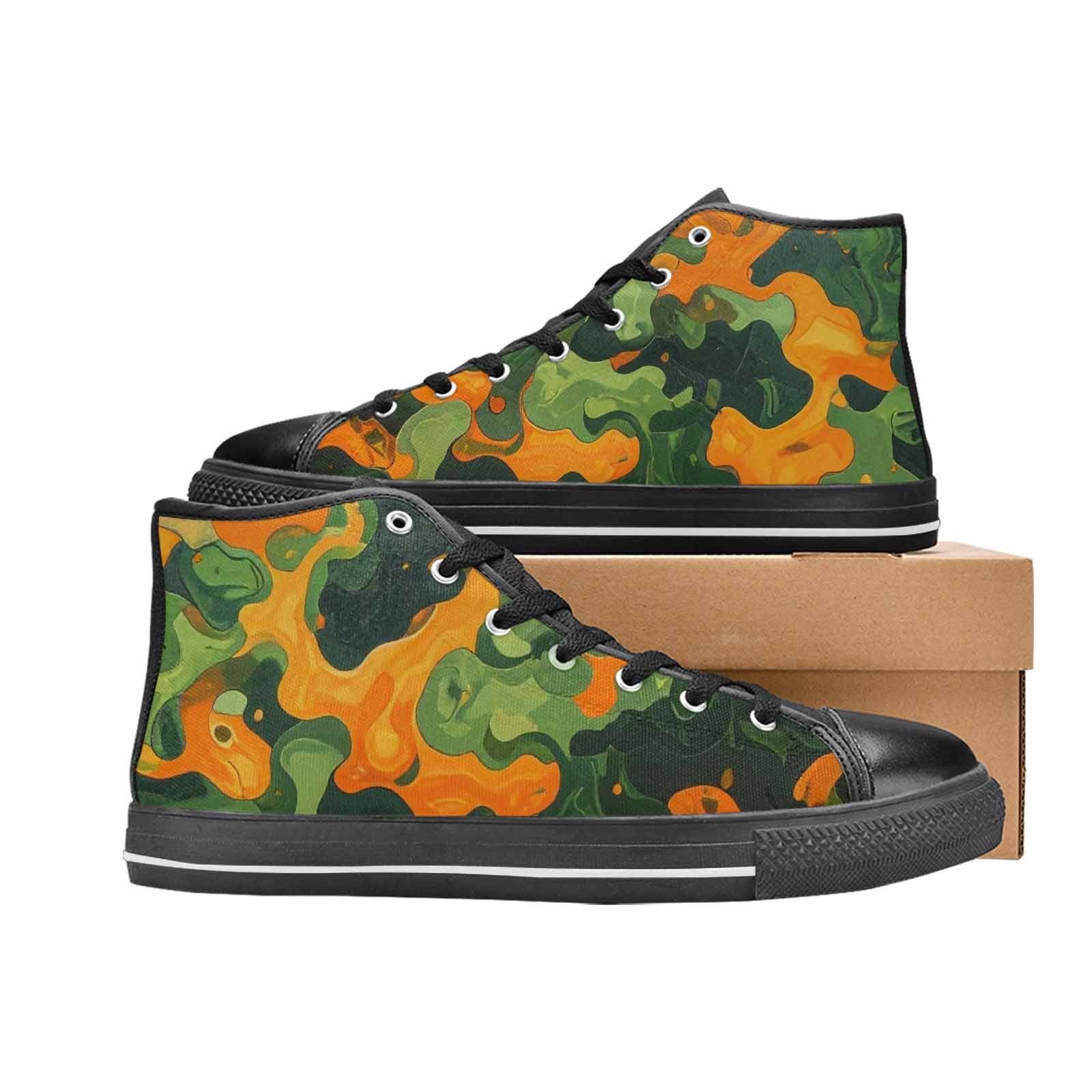 MEN'S Military Camouflage Blotch High Top Canvas Wallpaper Art Shoes