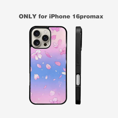 iPhone 16 Pro Max Case — Stylized Anime Style Cherry Blossom Petals, Custom Designed Case Cover