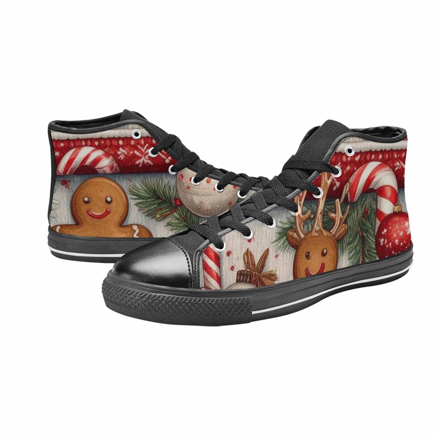 MEN'S Christmas Holly Snowflake High Top Canvas Aesthetic Custom Shoes