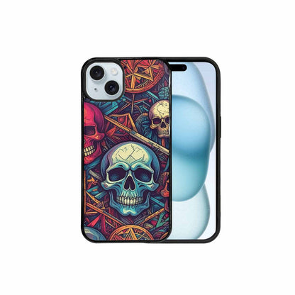 iPhone 15 Plus Case — Sacred Geometry Lots Of Skulls Seamless, Custom Designed Case Cover
