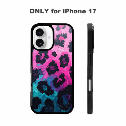iPhone 17 Case — Leopard Neon Pink Teal Airbrush Animal, Personalized Phone Case