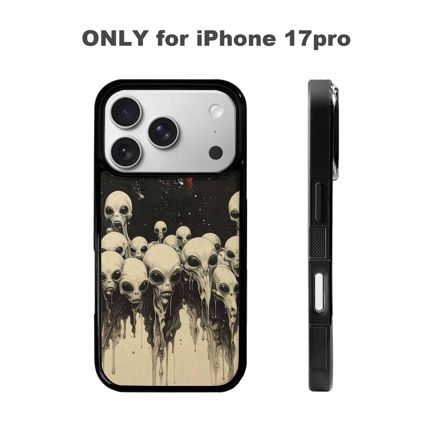 iPhone 17 Pro Case — Melting Aliens Pattern Hundreds Of Alien, Personalized Phone Case