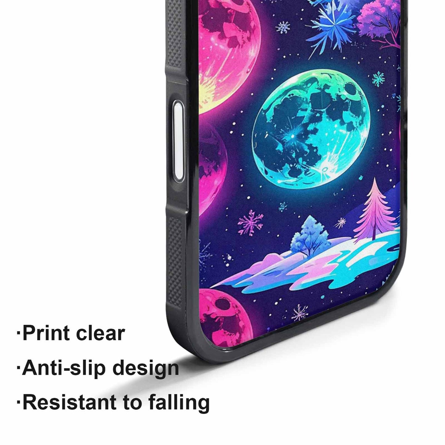 iPhone 17 Pro Max Case — Neon Winter Moon Cartoon Cute, Custom Made Phone Cover