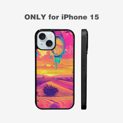 iPhone 15 Case — Surrealist Dreamscape Pattern Melting Clocks Desert, Unique Phone Case Design