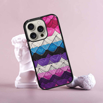 iPhone 16 Pro Case — Genderfluid Flag Color Theme Small Rainbow, Custom Made Phone Cover