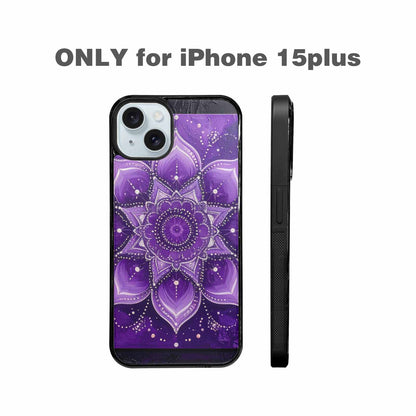 iPhone 15 Plus Case — Purple Mandala Bohemian Print Edge To, Customized Protective Case
