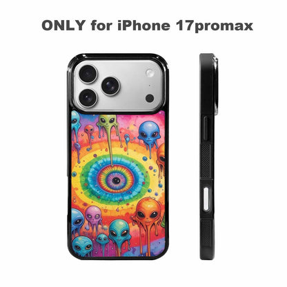 iPhone 17 Pro Max Case — Melting Aliens Pattern Alien Scifi, Unique Phone Case Design