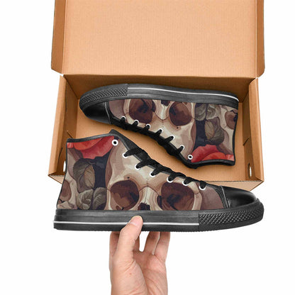 WOMEN'S Skulls Roses Soft Airbrush High Top Canvas Grunge Shoes