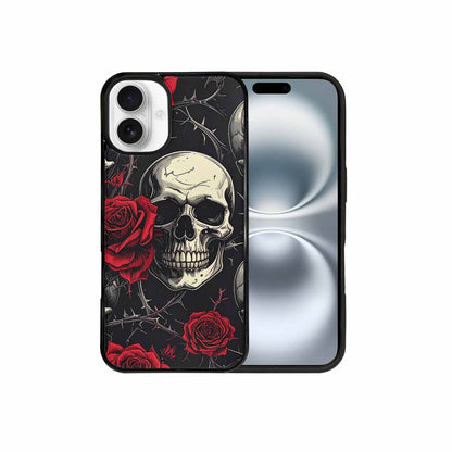 iPhone 16 Plus Case — Ornate Gothic Skulls Roses, Personalized Phone Case