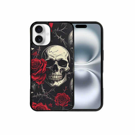 iPhone 16 Plus Case — Ornate Gothic Skulls Roses, Personalized Phone Case