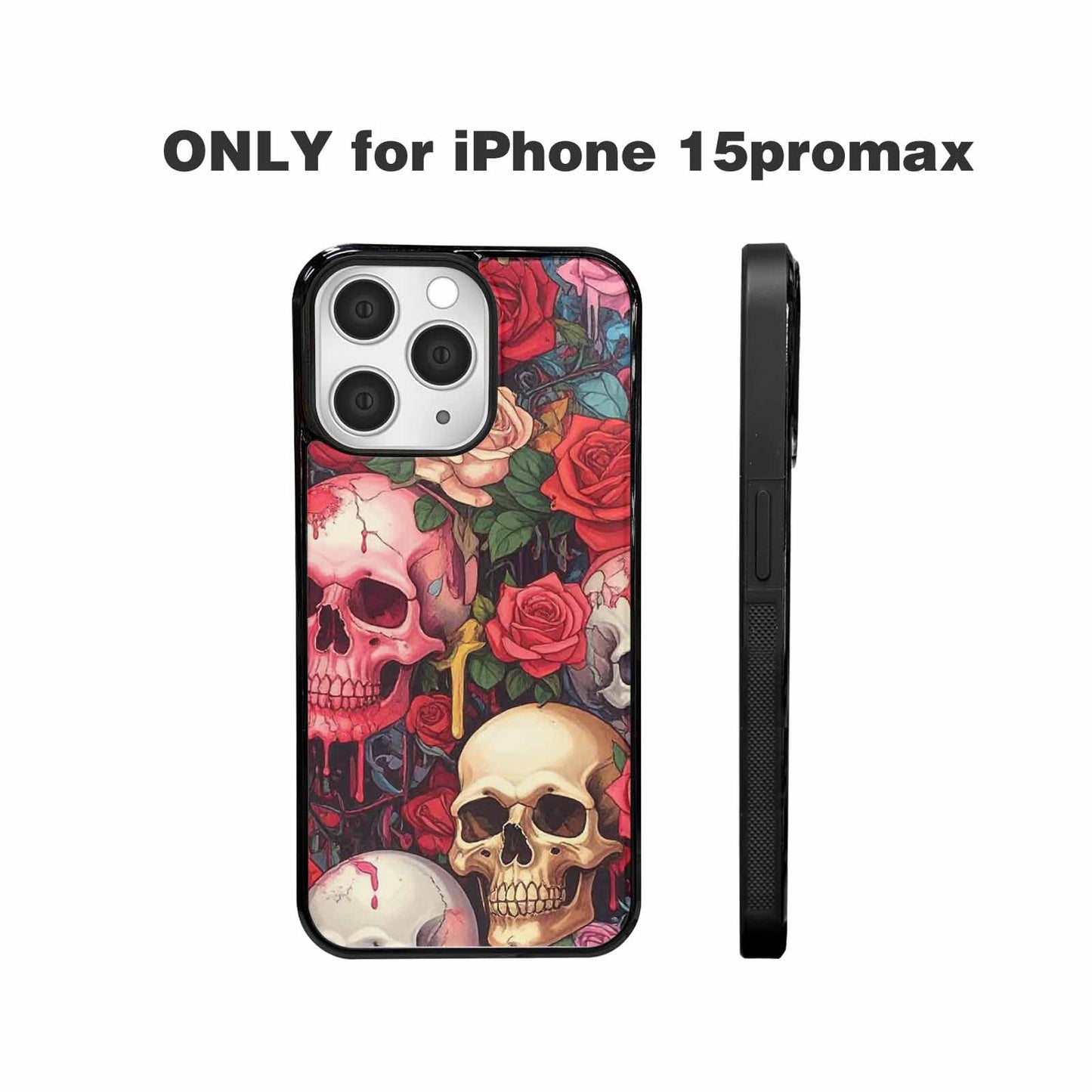 iPhone 15 Pro Max Case — Skulls And Roses Skulls And Roses, Custom Made Phone Cover