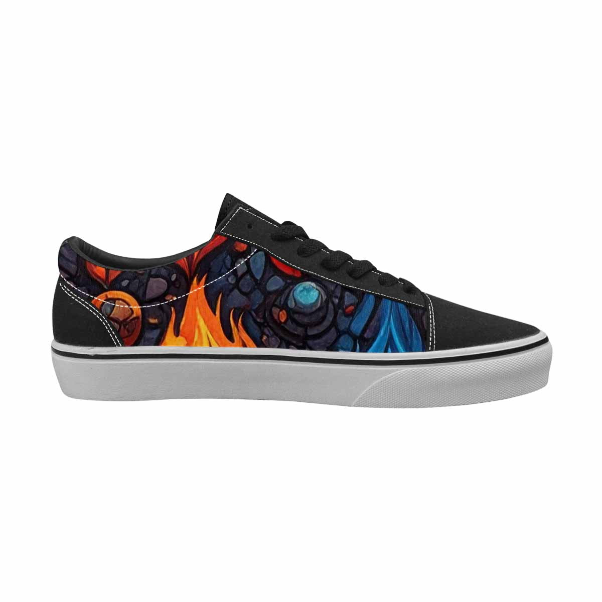 MEN'S Fire Flame Canvas Lace-Up Grunge Custom Shoes