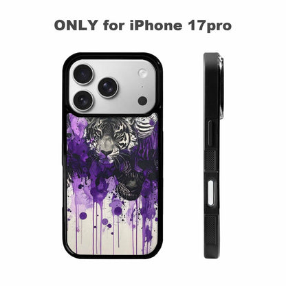 iPhone 17 Pro Case — Black Purple Ink Animal Print Animal, Personalized Phone Case