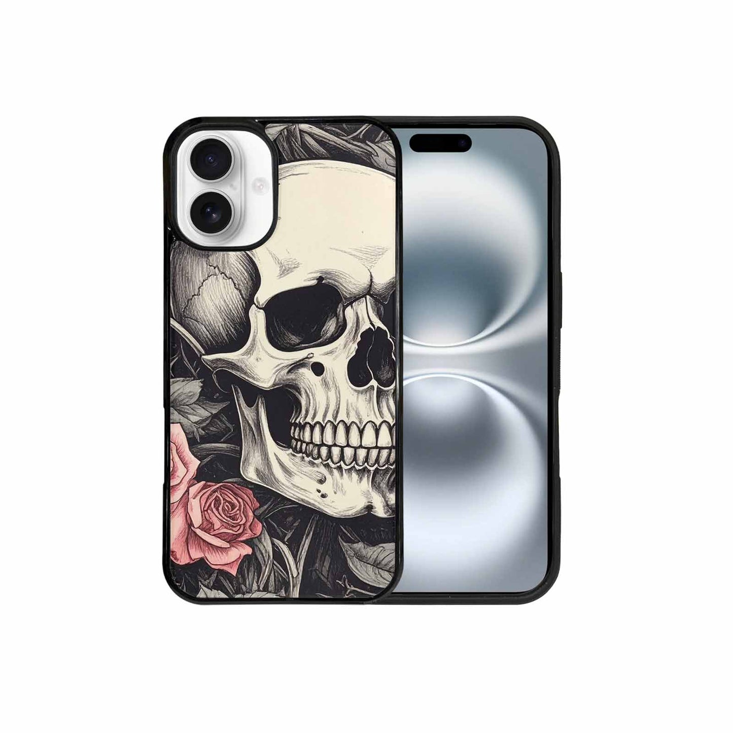 iPhone 16 Plus Case — 20 Skulls Overlapping Seamless Tileable Pattern, Custom Art Phone Cover