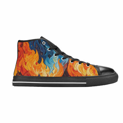 WOMEN'S Fire Flame High Top Canvas Vivid Custom Shoes