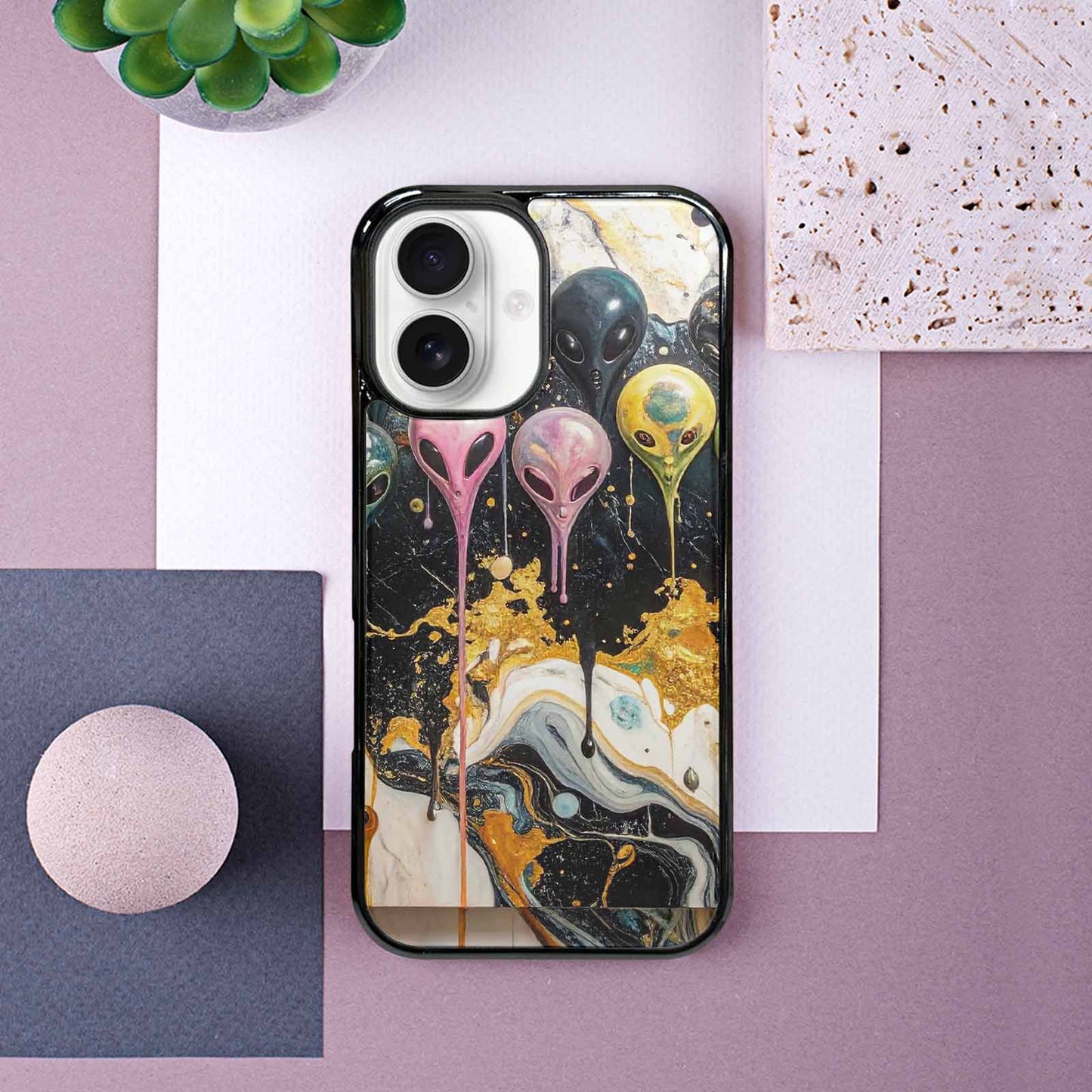 iPhone 16 Case — Aliens Marblemelting Aliens Pa, Personalized Phone Case