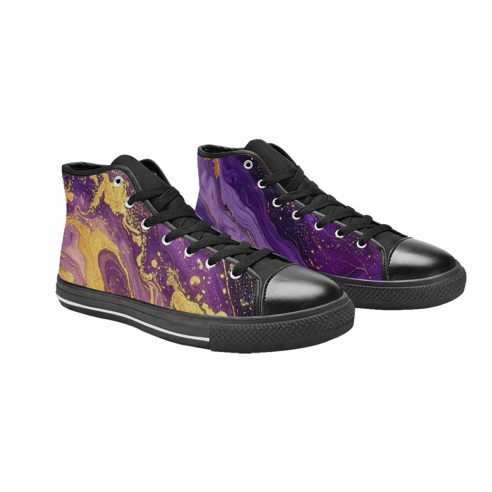 WOMEN'S Starry Night Nebula Brushstroke High Top Canvas Cottagecore Custom Sneakers