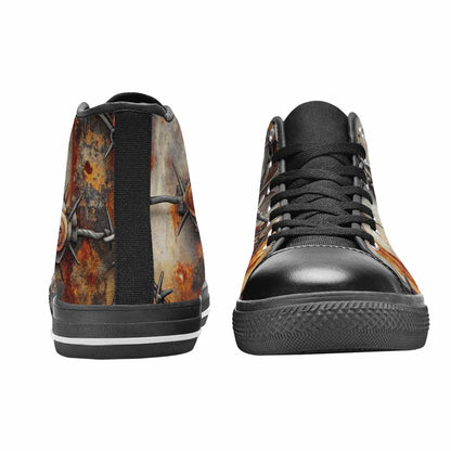 WOMEN'S Barbed Wire Chain High Top Canvas Grunge Custom Sneakers