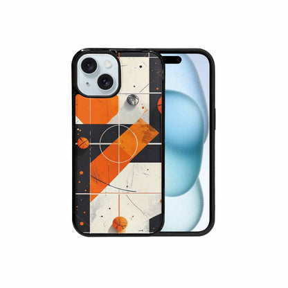 iPhone 15 Case — Basketball Pattern Court Lines And Balls, Unique Phone Case Design