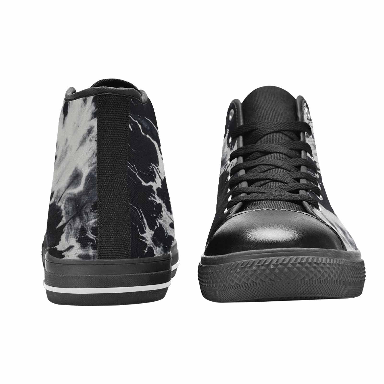 WOMEN'S Black White Animal Print High Top Canvas Wallpaper Art Sneakers