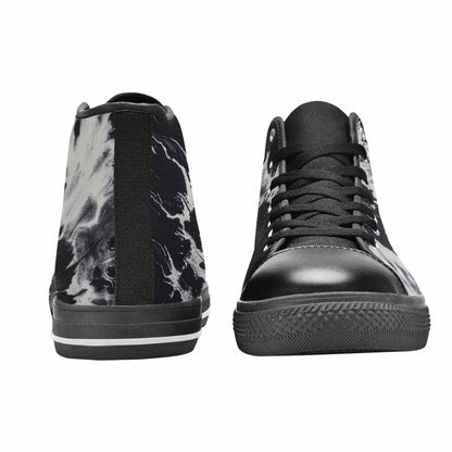 WOMEN'S Black White Animal Print High Top Canvas Wallpaper Art Sneakers