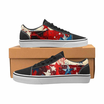 WOMEN'S Patriotic Stars Stripes Lace-Up Canvas Melting Art Sneakers