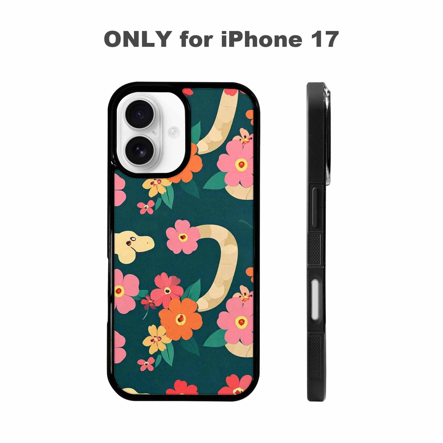 iPhone 17 Case — Floral Snake Print Floral, Custom Print Case Cover