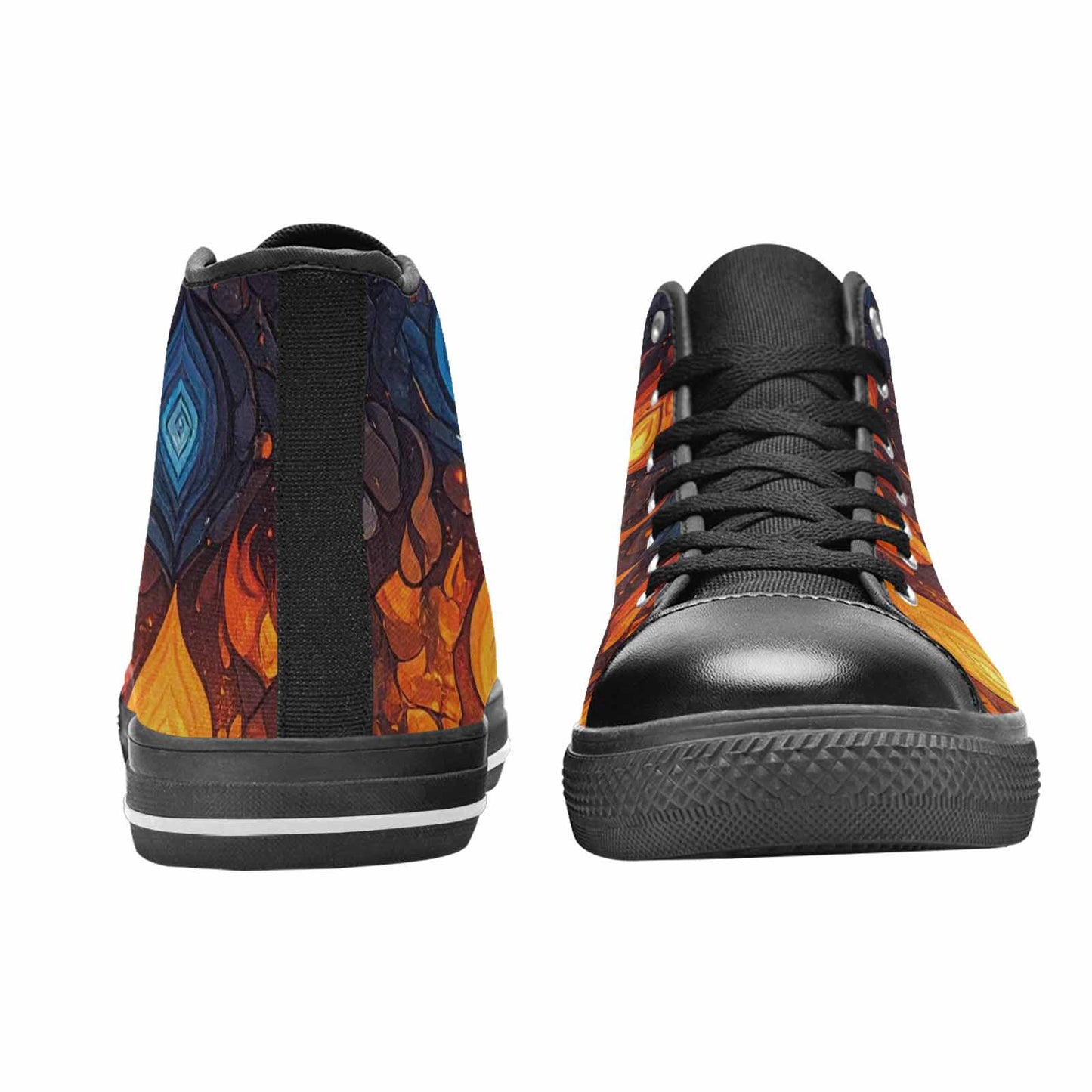MEN'S Fire Flame High Top Canvas Dark Academia Custom Sneakers