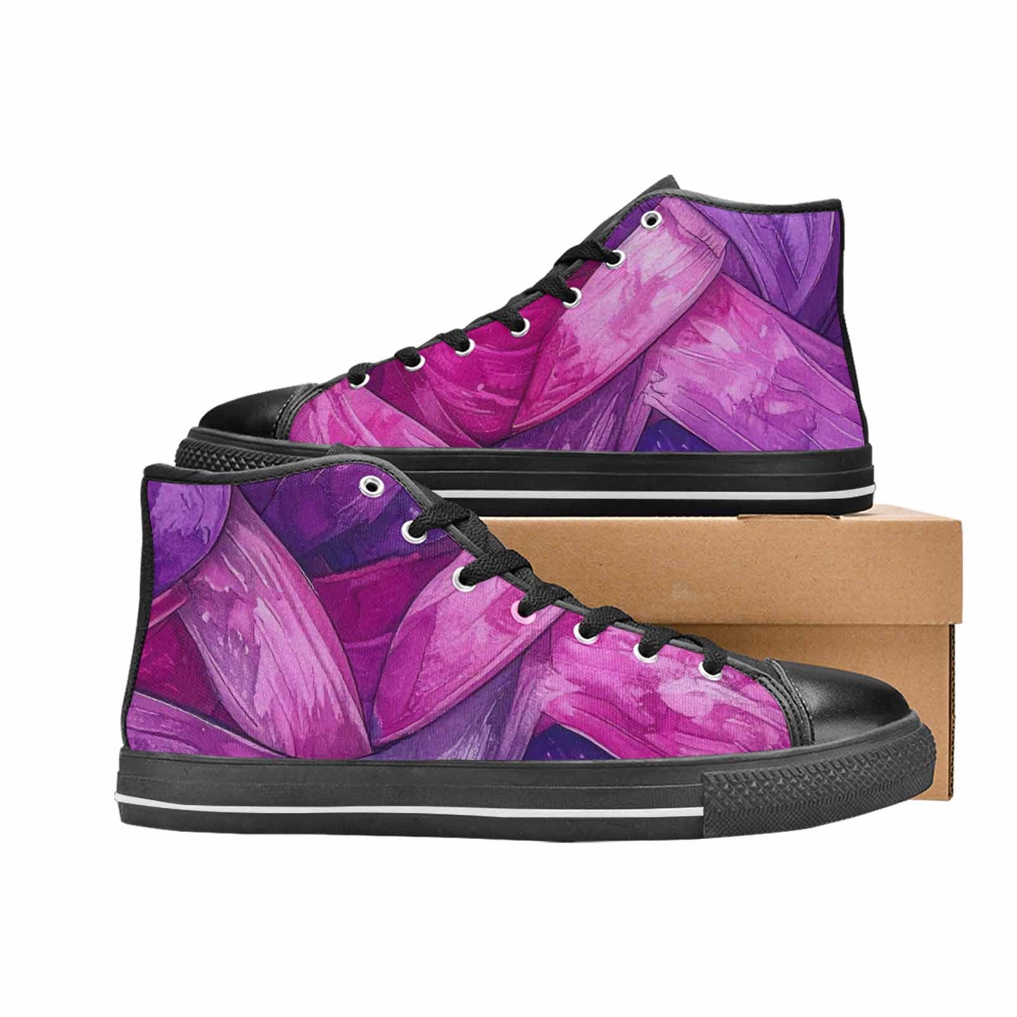 MEN'S Bisexual Flag Color High Top Canvas Wallpaper Art Custom Shoes