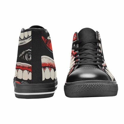 WOMEN'S Googly Cartoon Mouths High Top Canvas Dreamcore Custom Shoes
