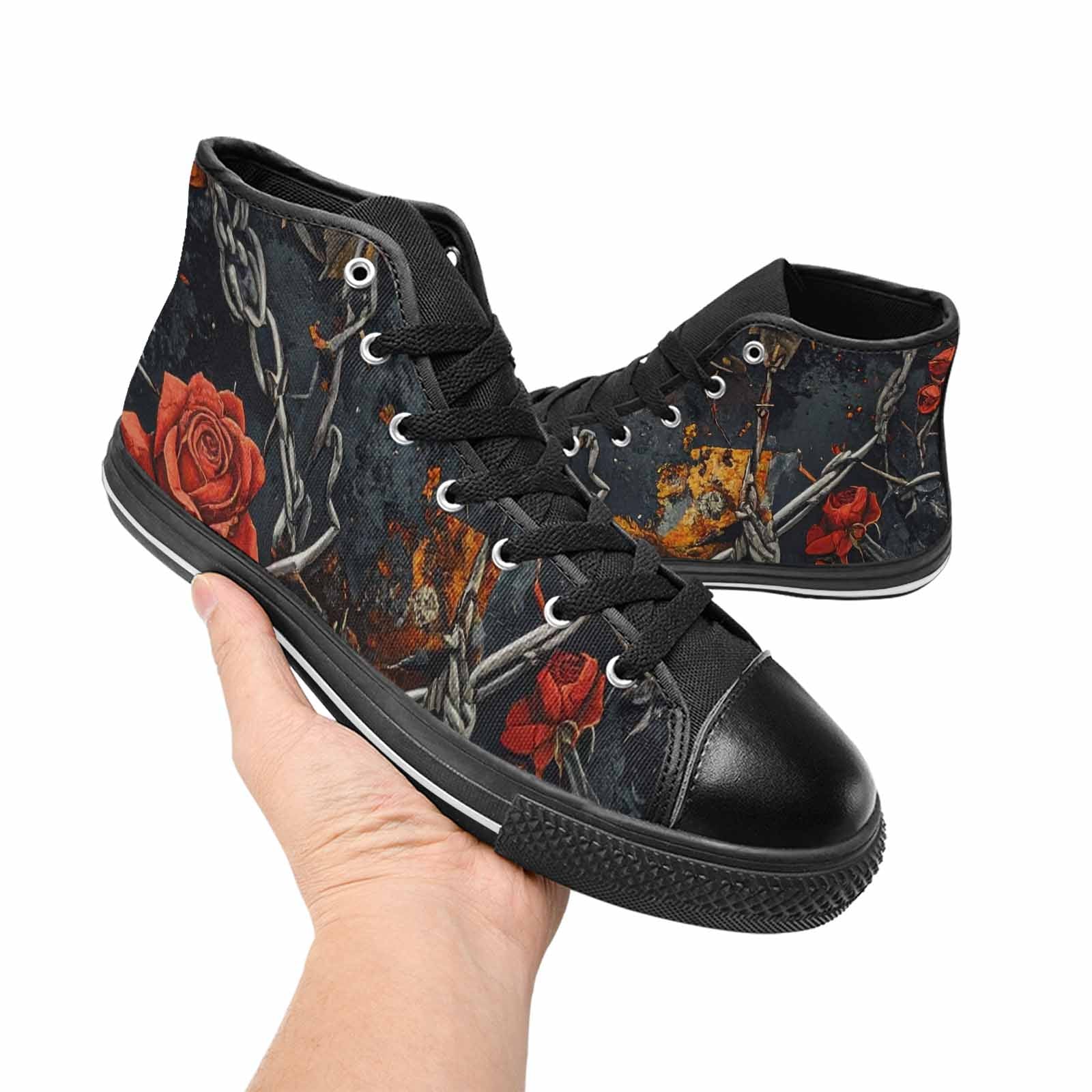 MEN'S Barbed Wire Chain High Top Canvas Surreal Custom Sneakers