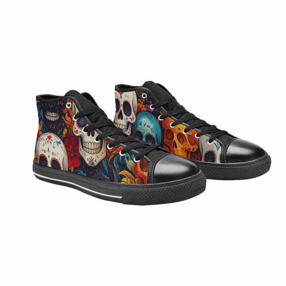 WOMEN'S Skull High Top Canvas Wallpaper Art Shoes