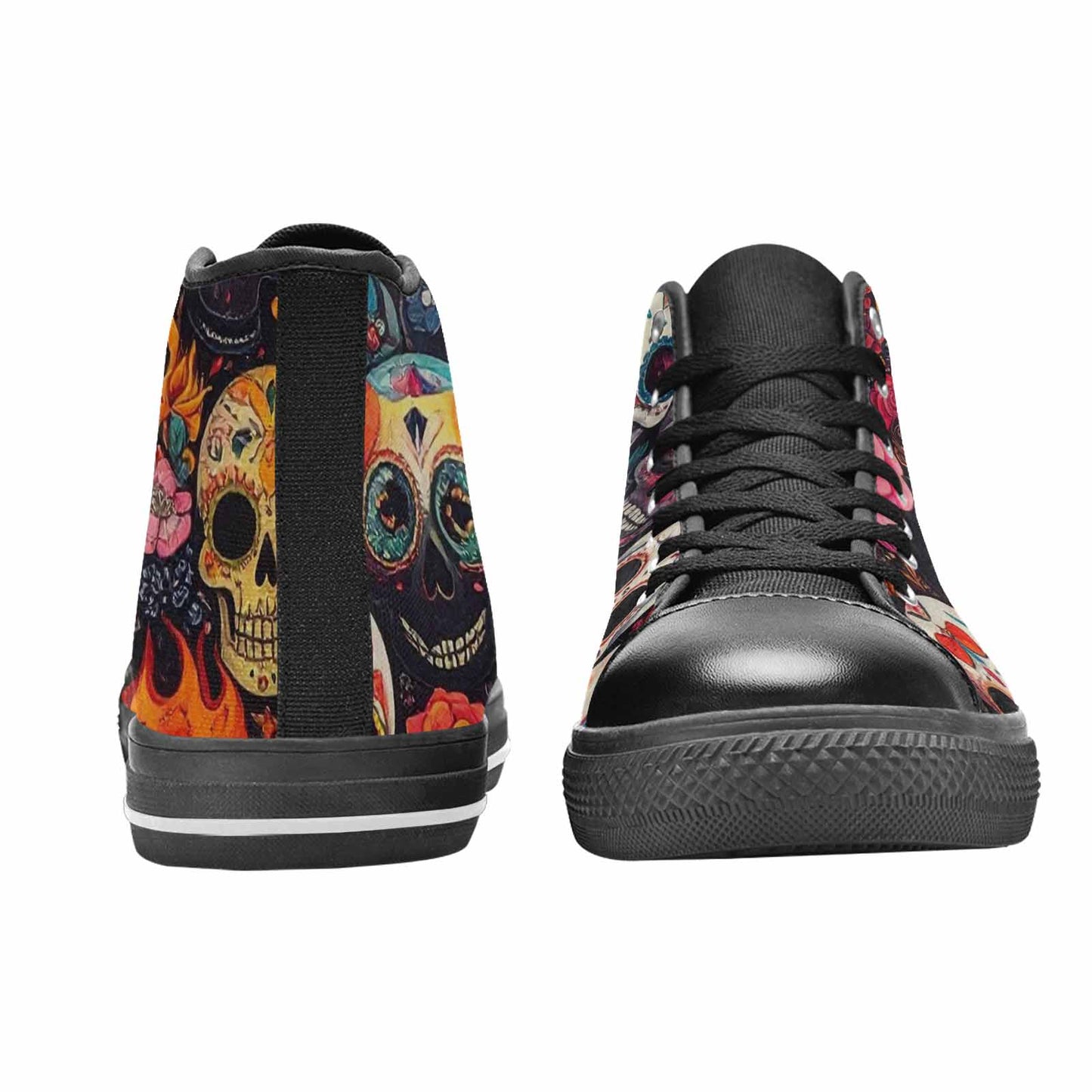 MEN'S Skull High Top Canvas Wallpaper Art Custom Shoes