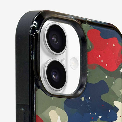 iPhone 16 Plus Case — Military Camo Blotch Texture Blended With, Custom Print Case Cover