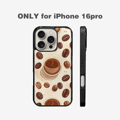 iPhone 16 Pro Case — Coffee Cup And Bean Pattern Seamless, Custom Art Phone Cover