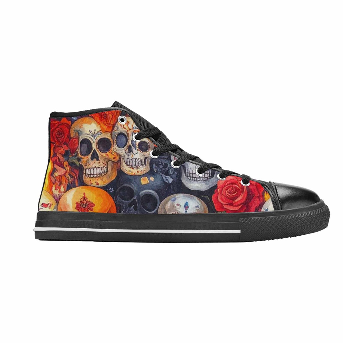 MEN'S Skull High Top Canvas Vibrant Chaos Custom Shoes