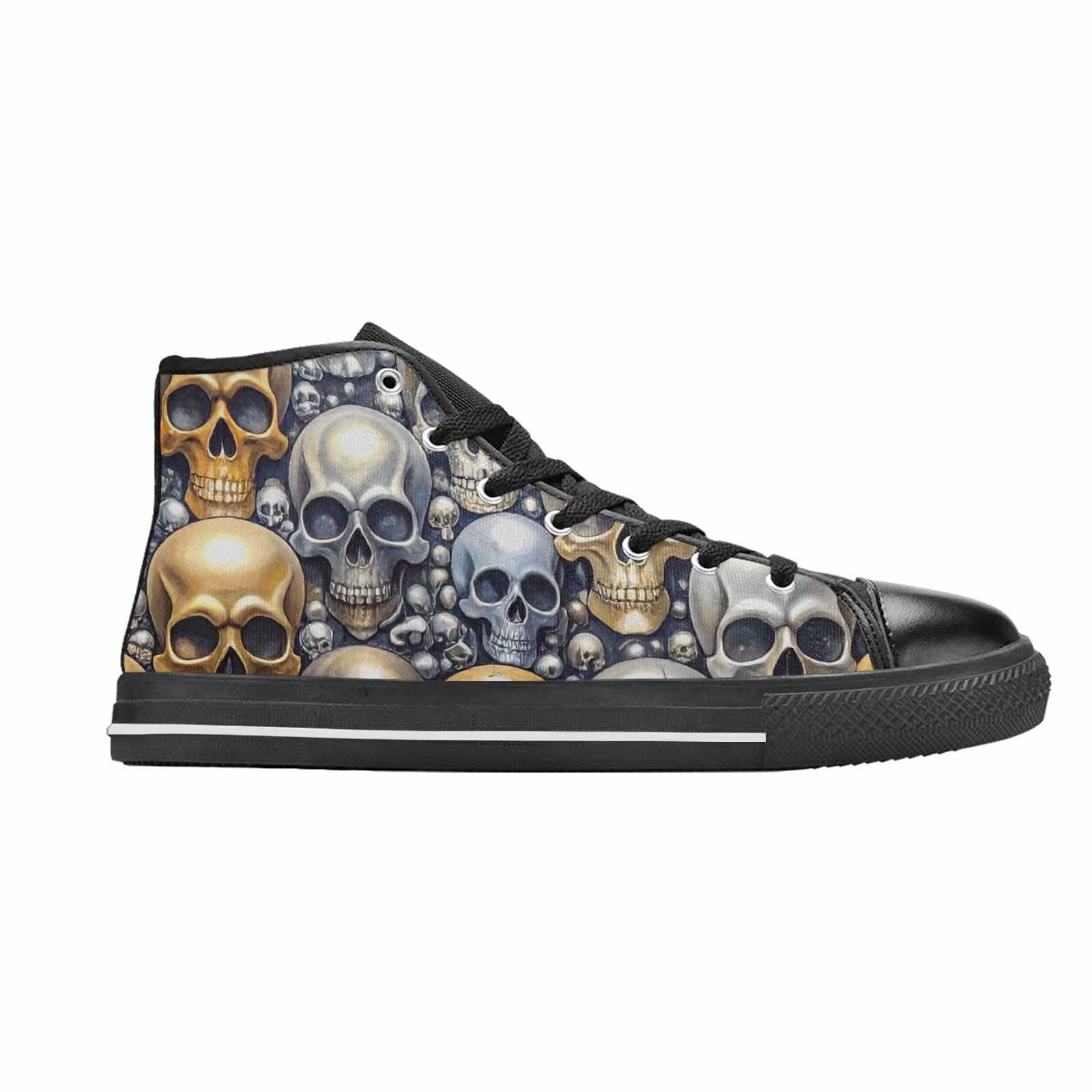 MEN'S Skulls - Metallic-Chrome- High Top Canvas Y2K Custom Shoes