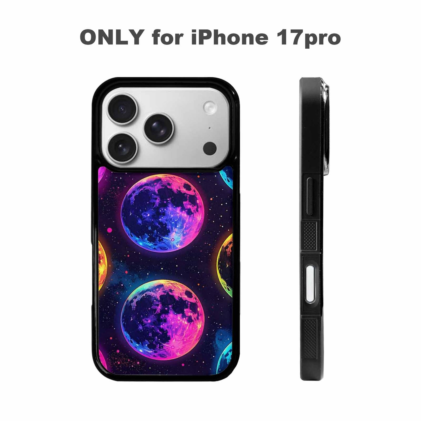 iPhone 17 Pro Case — Neon Winter Moon Seamless Cartoon Cute, Customized Protective Case
